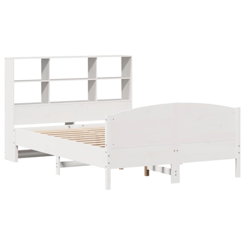 Cama con estantería sin colchón madera maciza blanca 120x200 cm V8955 Vetonek