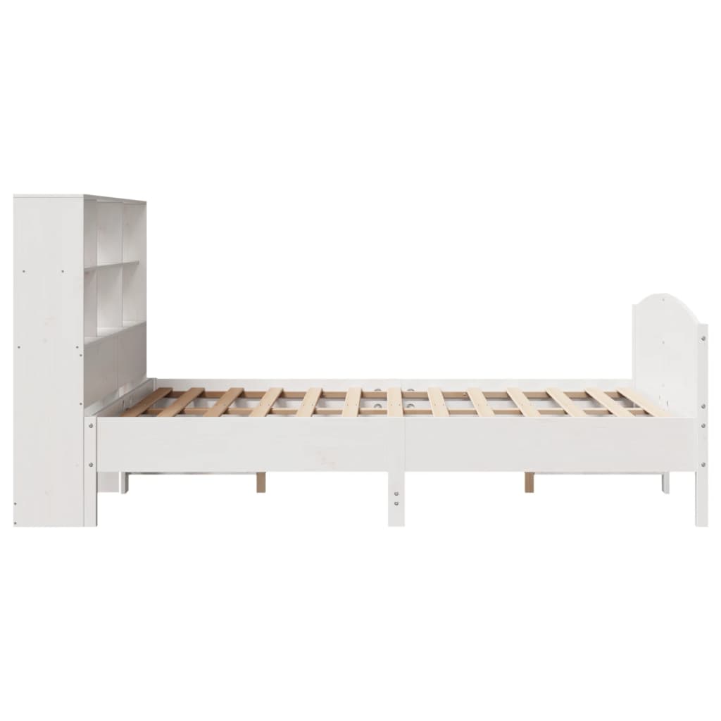 Cama con estantería sin colchón madera maciza blanca 120x200 cm V8955 Vetonek
