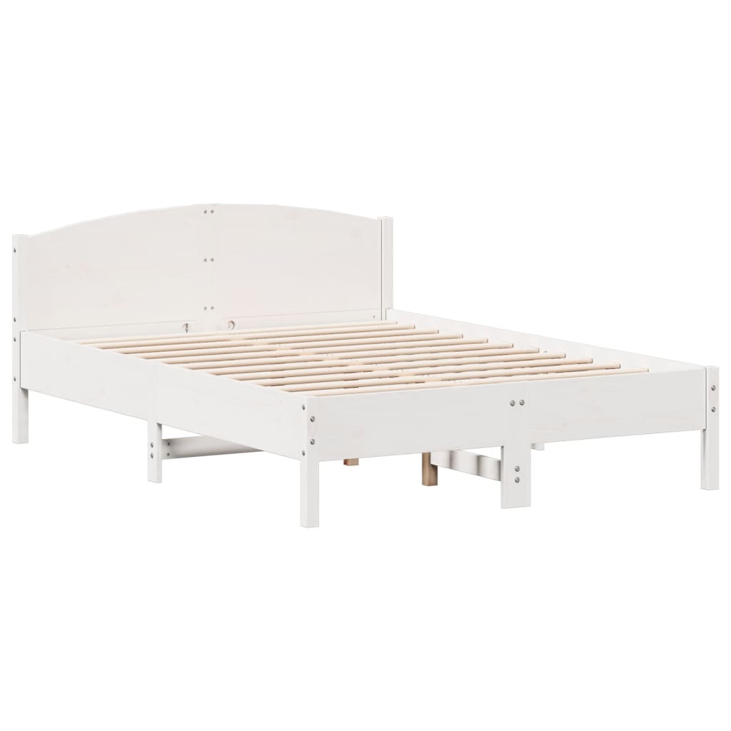 Cama con estantería sin colchón madera maciza blanca 120x200 cm V8955 Vetonek