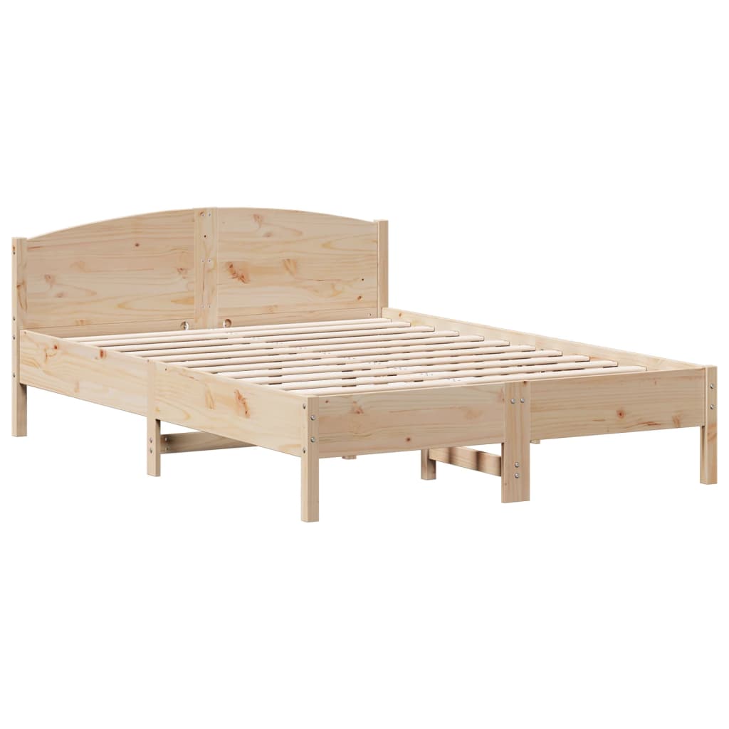 Cama con estantería sin colchón madera maciza de pino 120x190cm V9037 Vetonek
