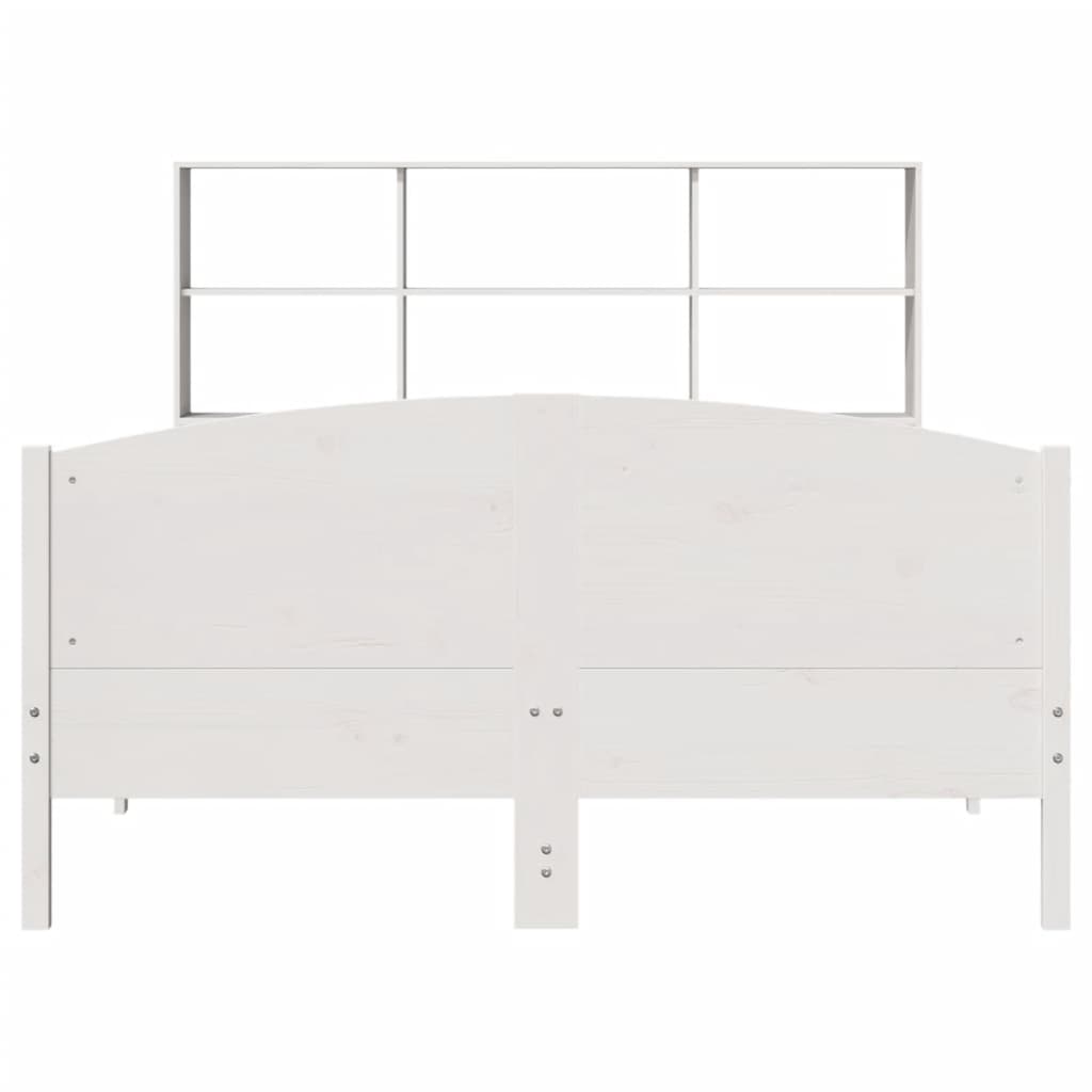 Cama con estantería sin colchón madera maciza blanca 120x190 cm V9044 Vetonek