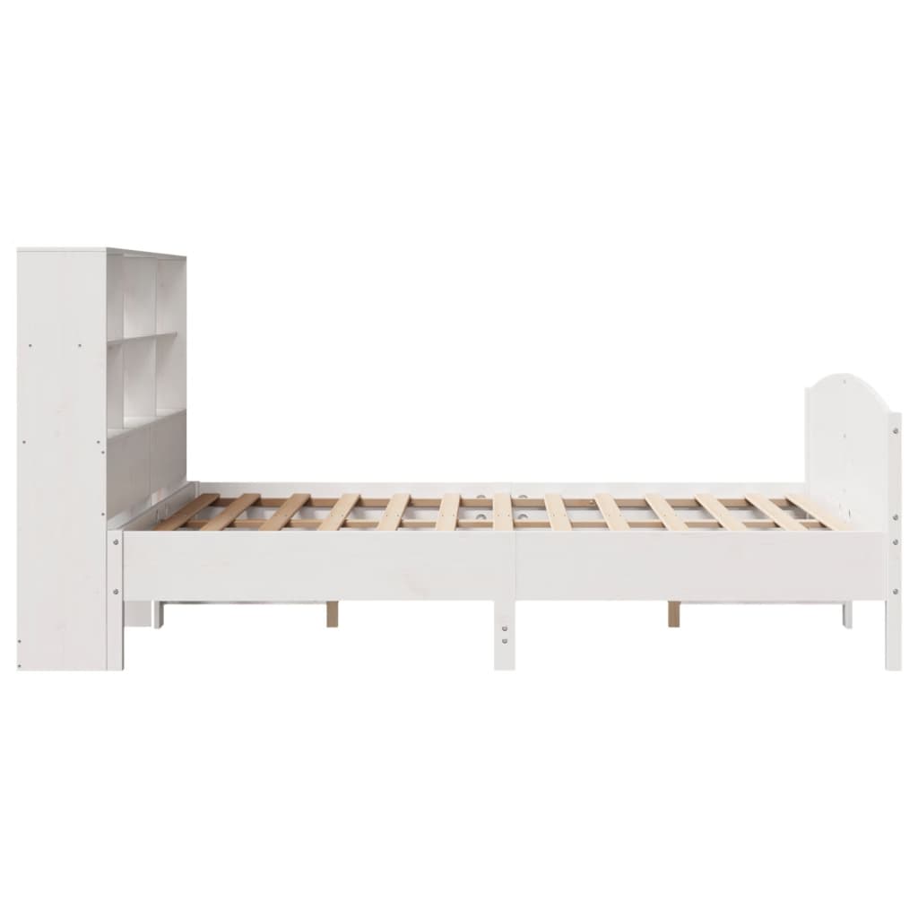 Cama con estantería sin colchón madera maciza blanca 120x190 cm V9044 Vetonek