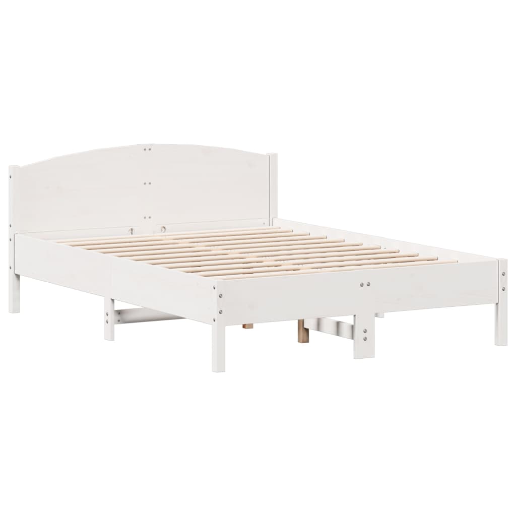 Cama con estantería sin colchón madera maciza blanca 120x190 cm V9044 Vetonek