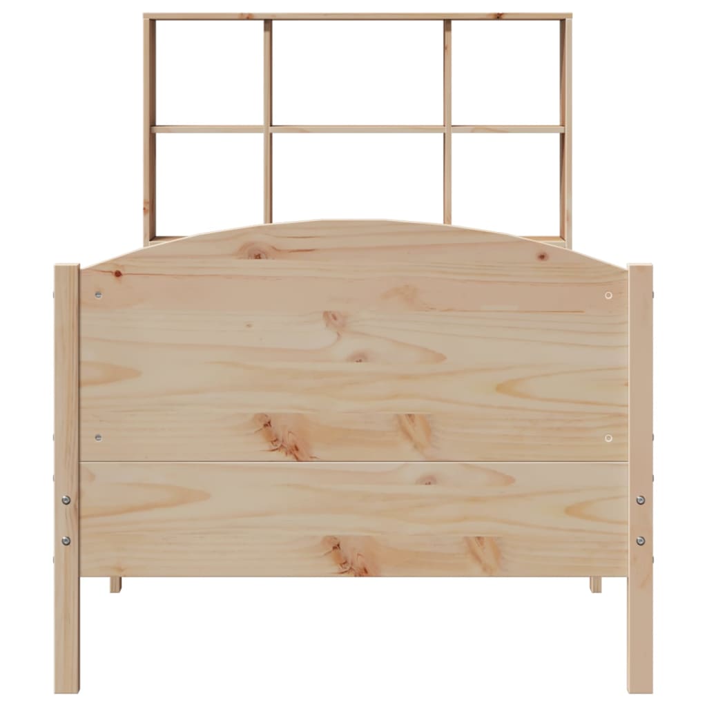Cama con estantería sin colchón madera maciza de pino 90x200 cm V9099 Vetonek