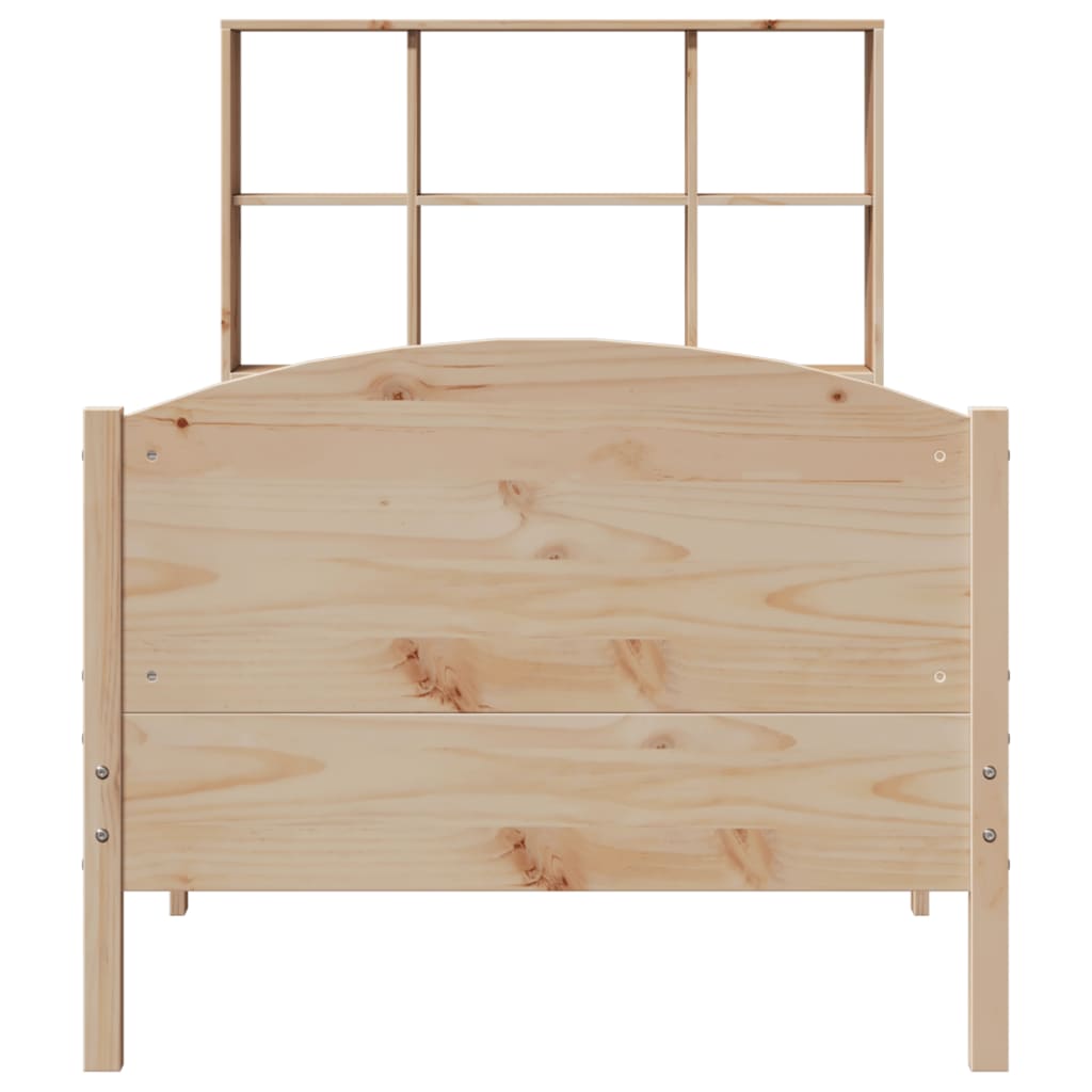 Cama con estantería sin colchón madera maciza de pino 90x190 cm V9129 Vetonek