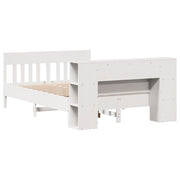 Cama con estantería sin colchón madera maciza blanca 150x200 cm v9679 - Vetonek