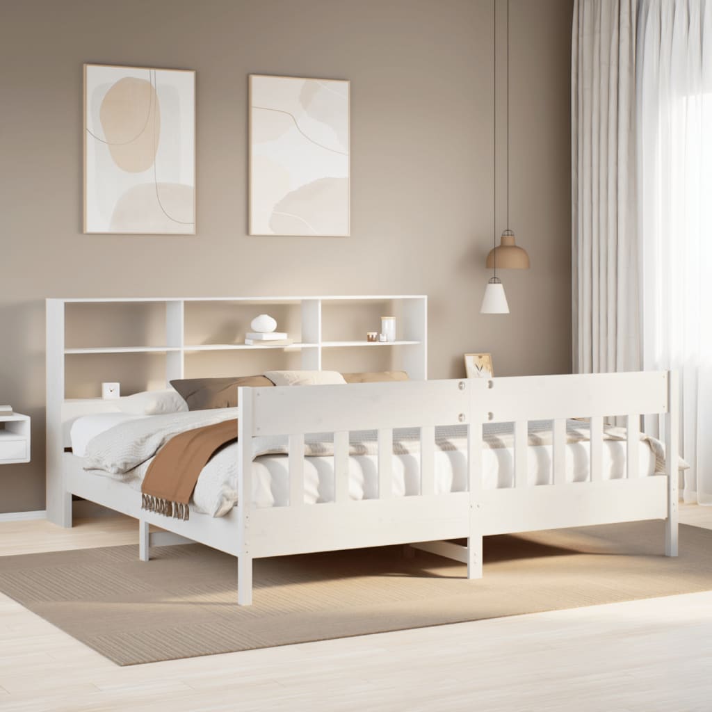 Vetonek Estructura de cama sin colchón madera maciza blanca 200x200 cm