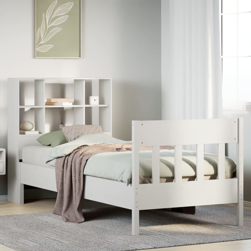 Vetonek Estructura cama sin colchón madera maciza pino blanca 100x200cm