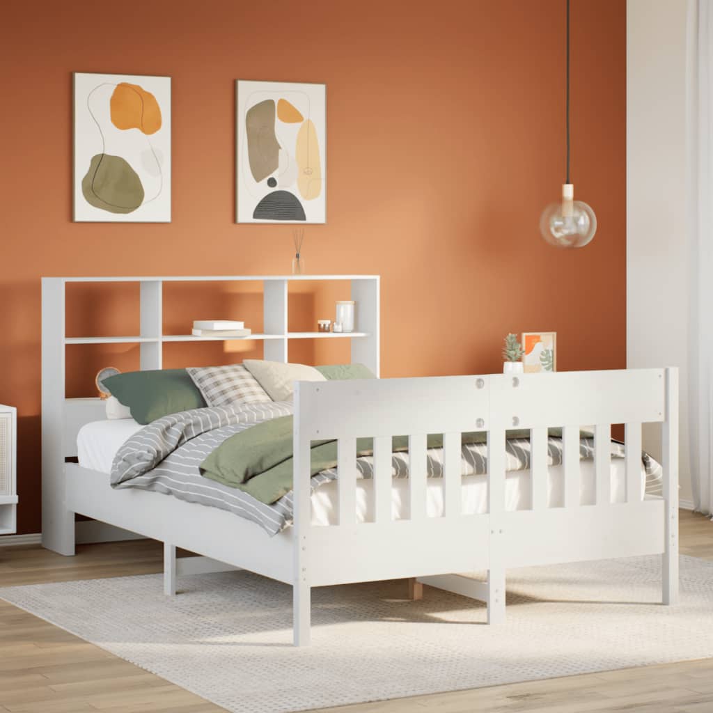 Vetonek Estructura de cama sin colchón madera de pino blanco 135x190 cm