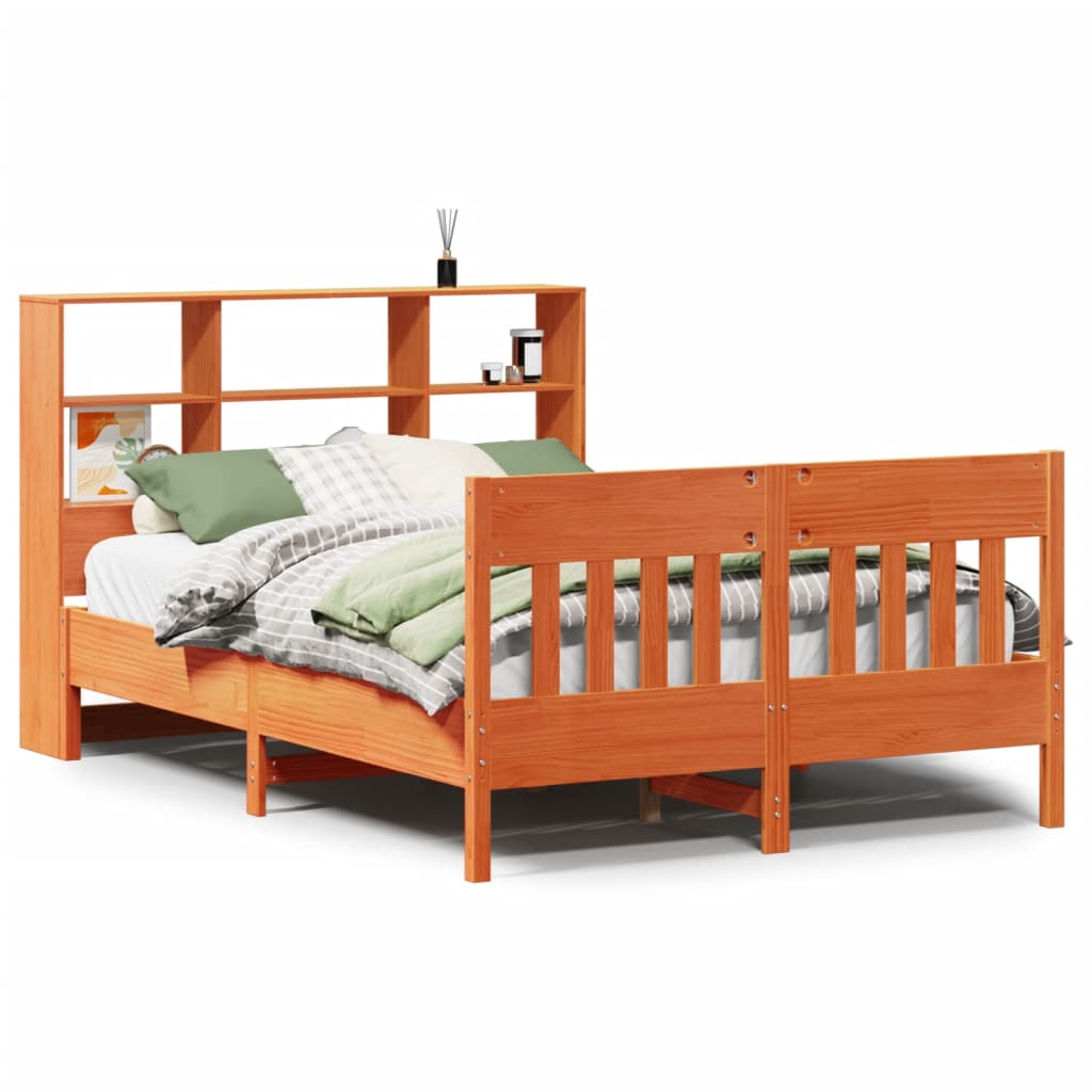 Vetonek Estructura de cama sin colchón madera maciza marrón 135x190 cm