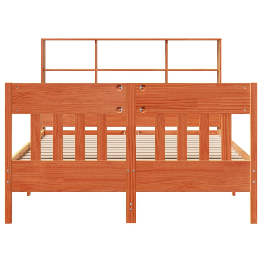 Estructura de cama sin colchón madera maciza marrón 135x190 cm - Vetonek