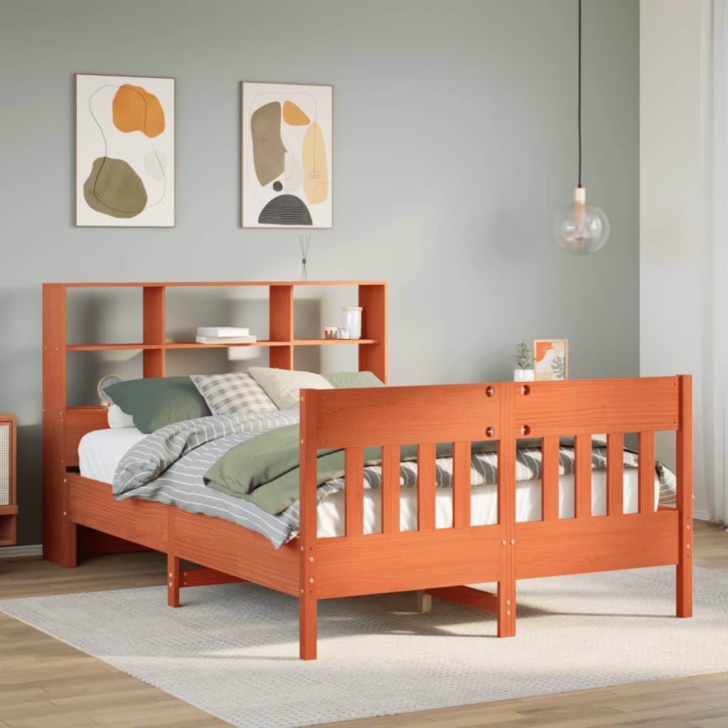 Estructura de cama sin colchón madera maciza marrón 135x190 cm v0255 Vetonek