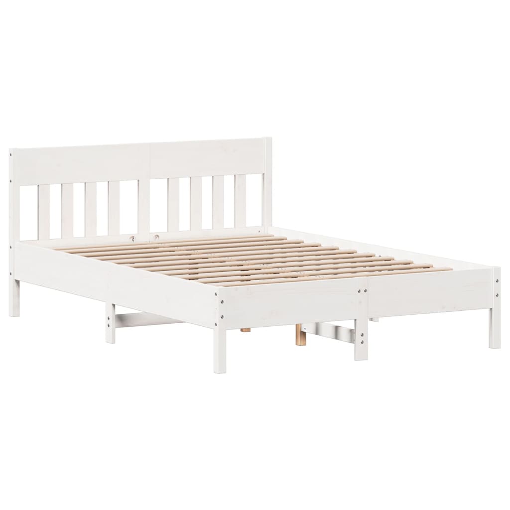 Estructura de cama sin colchón madera maciza blanca 120x190 cm V0279 Vetonek