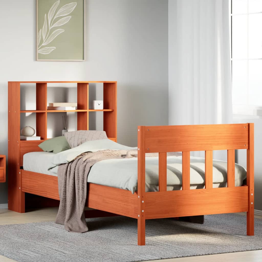 Vetonek Estructura de cama sin colchón madera maciza marrón 90x190 cm