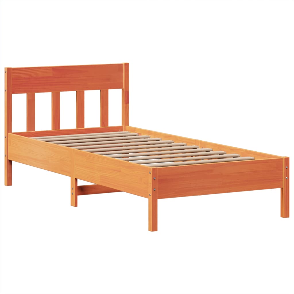 Estructura de cama sin colchón madera maciza marrón 90x190 cm v0705 - Vetonek