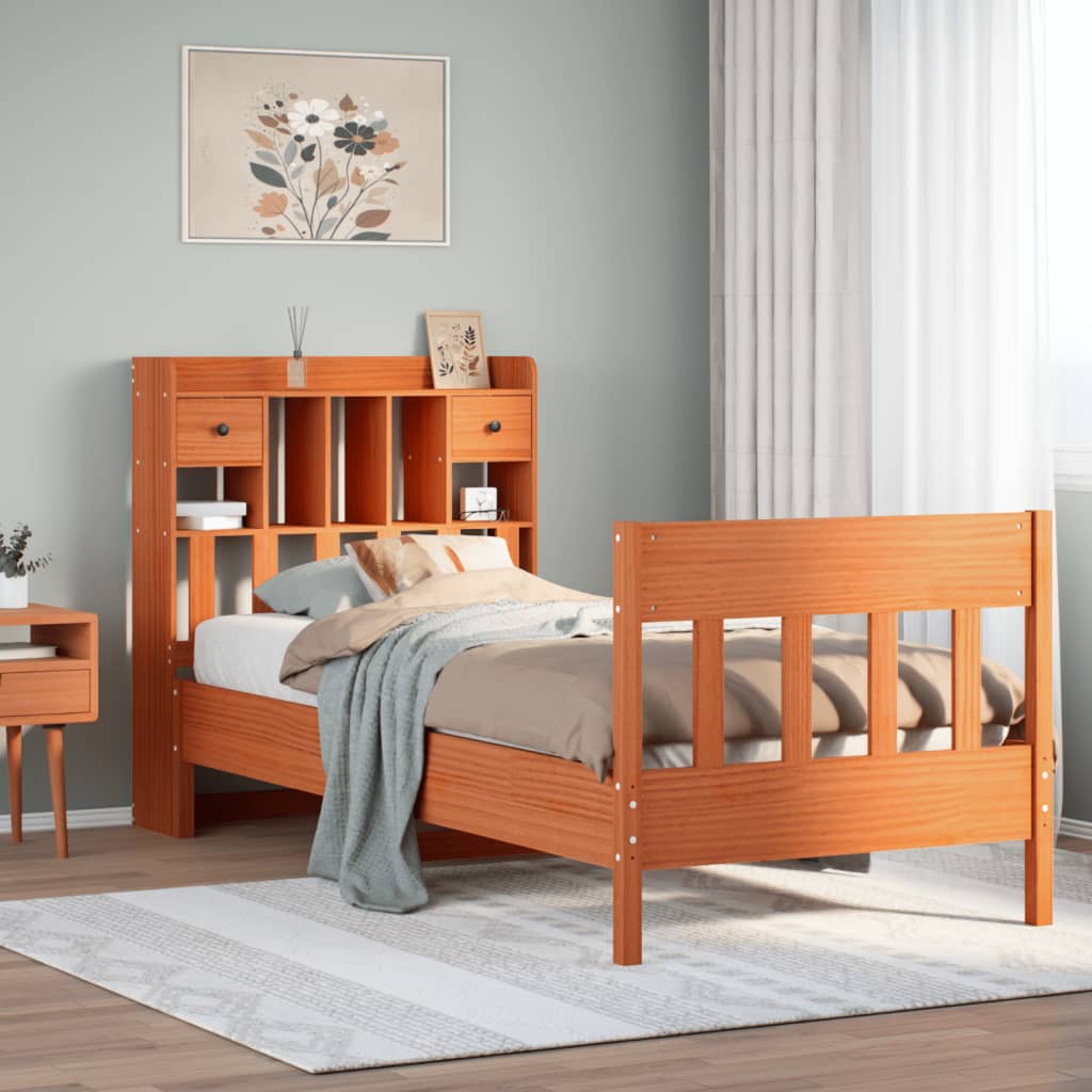 Estructura de cama sin colchón madera maciza marrón 90x190 cm v0705 Vetonek