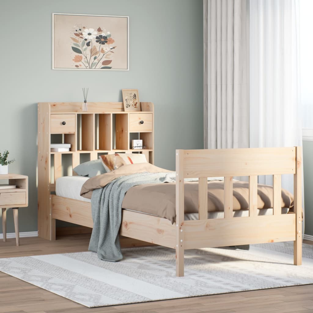 Vetonek Estructura de cama sin colchón madera maciza pino 75x190 cm