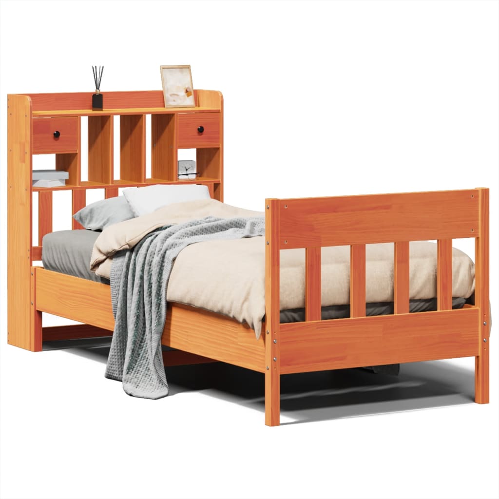 Estructura de cama sin colchón madera maciza marrón 75x190 cm - Vetonek