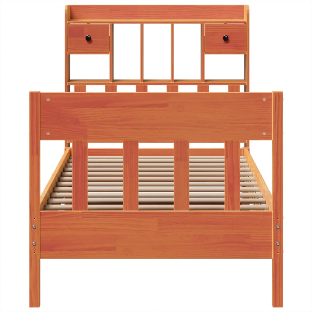 Cadre de lit sans matelas bois massif marron 75x190 cm - Vetonek