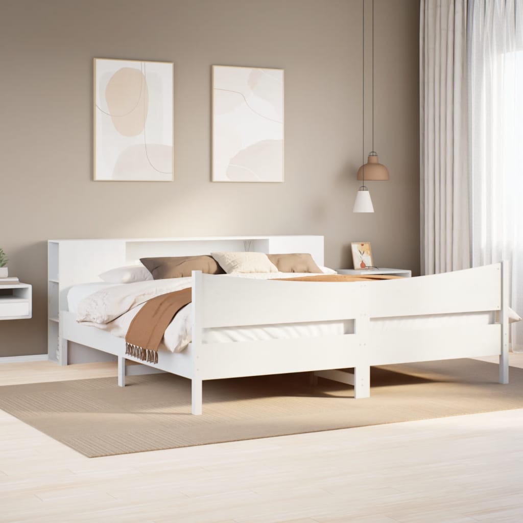 Vetonek Estructura de cama sin colchón madera maciza blanca 200x200 cm