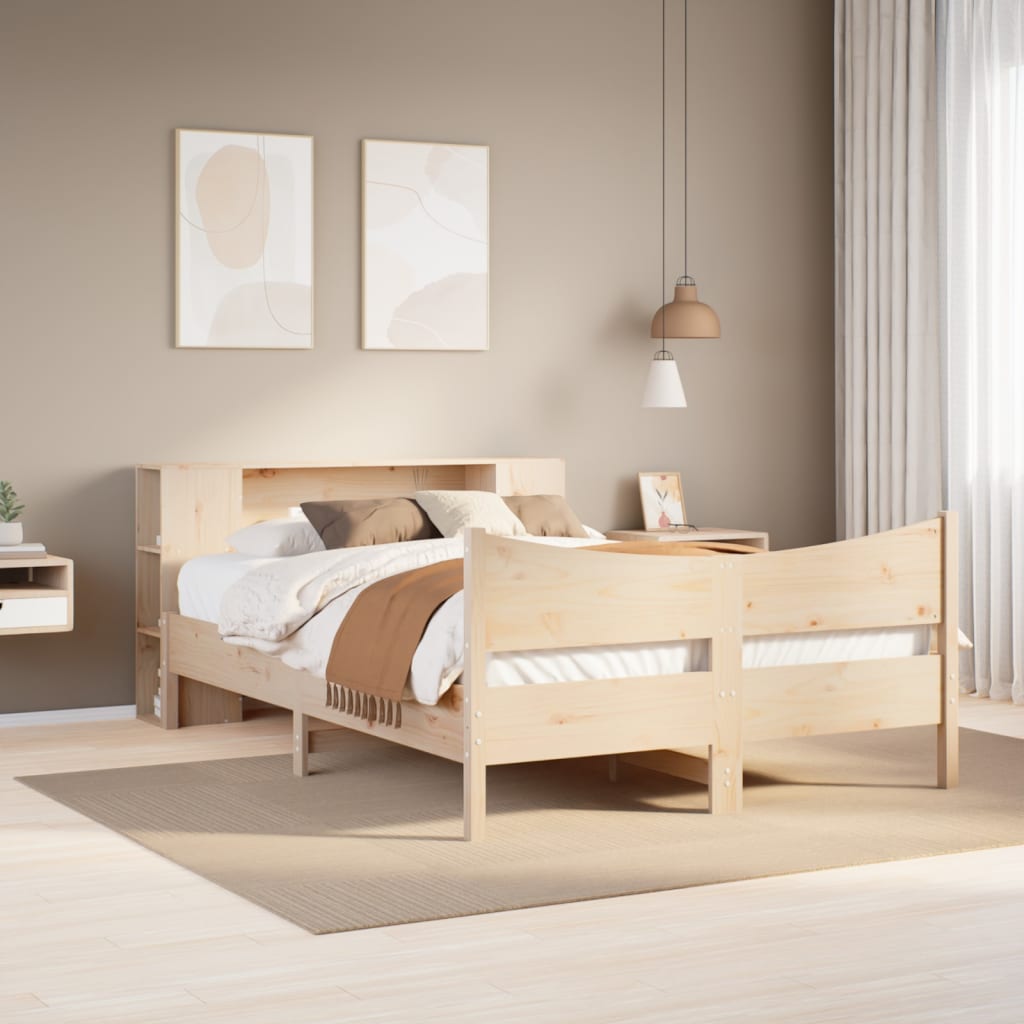 Vetonek Estructura de cama sin colchón madera de pino blanca 140x200 cm