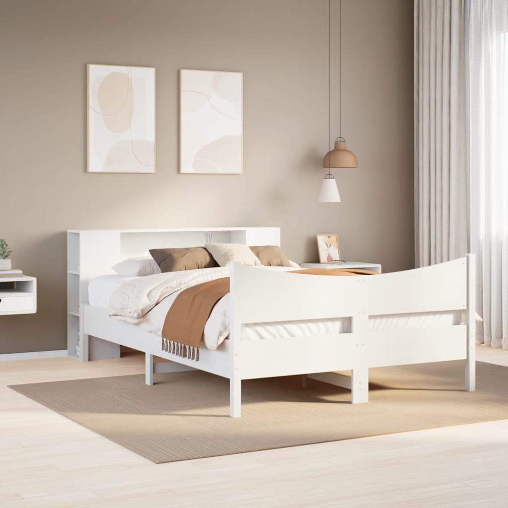 Vetonek Estructura de cama sin colchón madera de pino blanco 135x190 cm