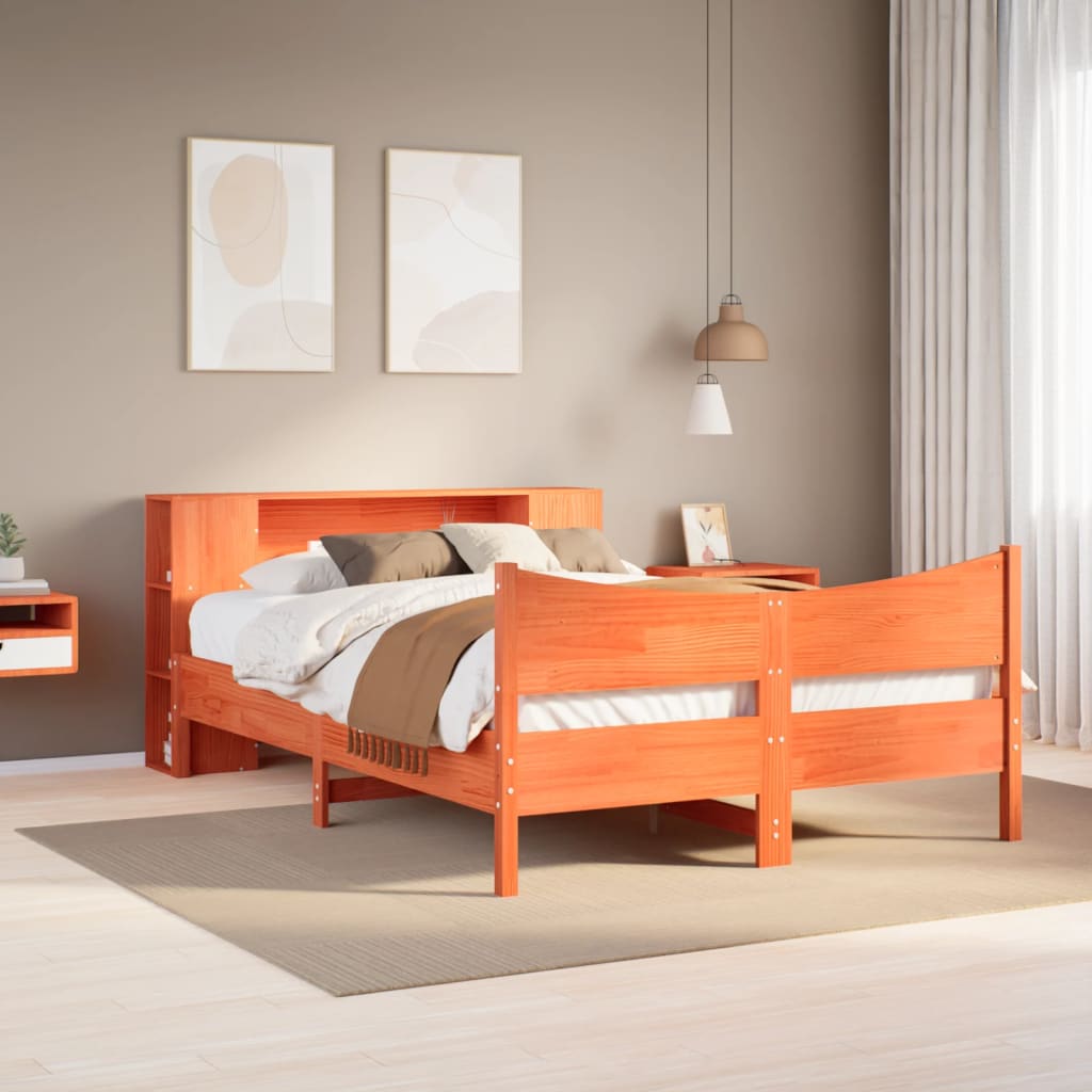 Estructura de cama sin colchón madera maciza marrón 135x190 cm v0972 Vetonek