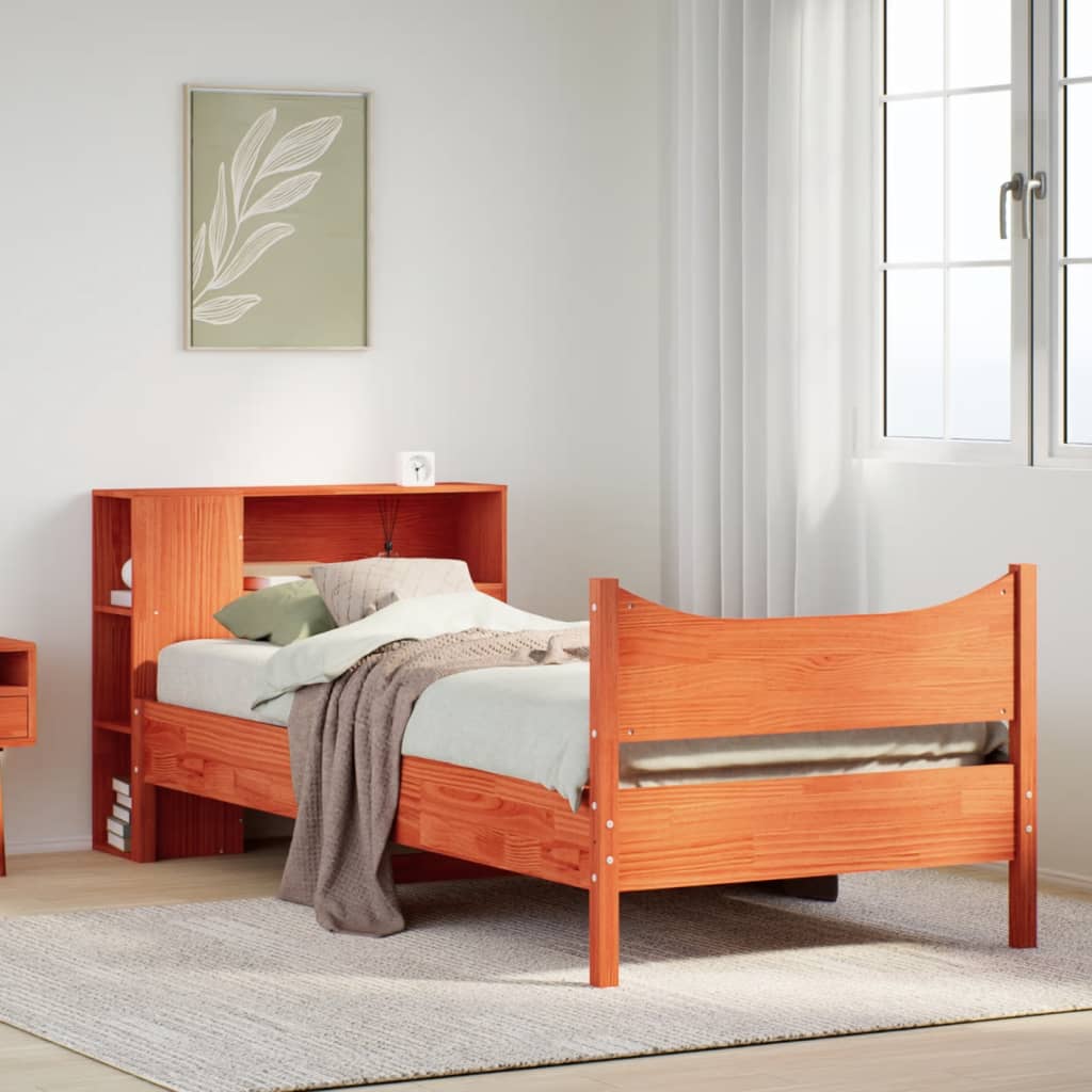 Vetonek Estructura de cama sin colchón madera de pino marrón 90x200 cm