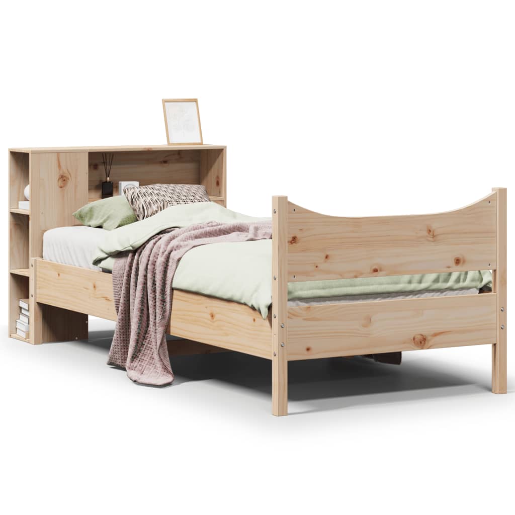Vetonek Estructura de cama sin colchón madera maciza pino 75x190 cm