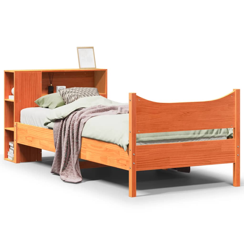 Estructura de cama sin colchón madera maciza marrón 75x190 cm v1122 - Vetonek