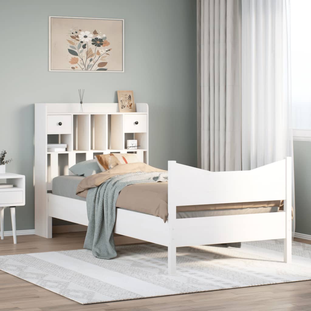 Vetonek Estructura de cama sin colchón madera de pino blanca 90x200 cm