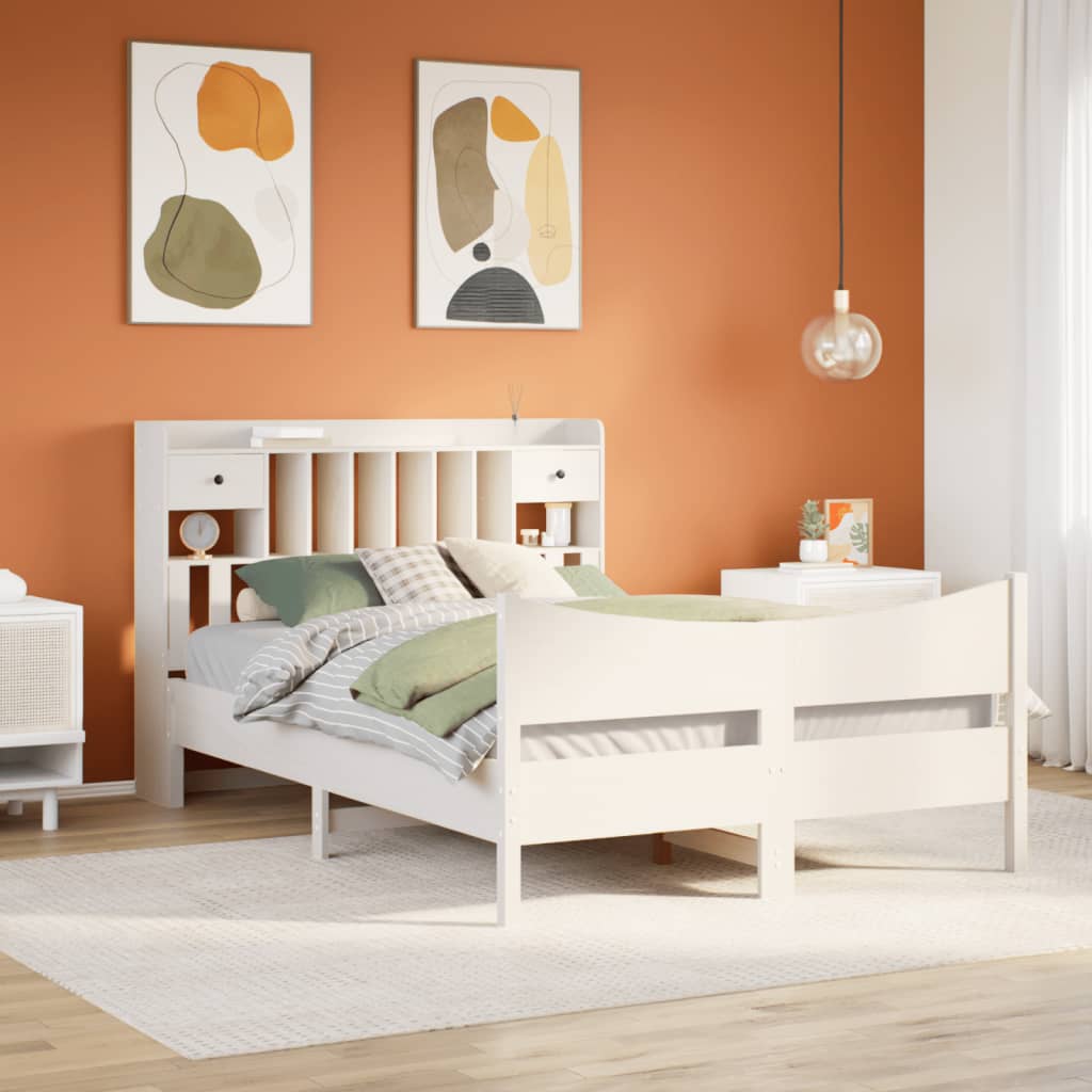 Vetonek Estructura de cama sin colchón madera de pino blanca 140x190 cm