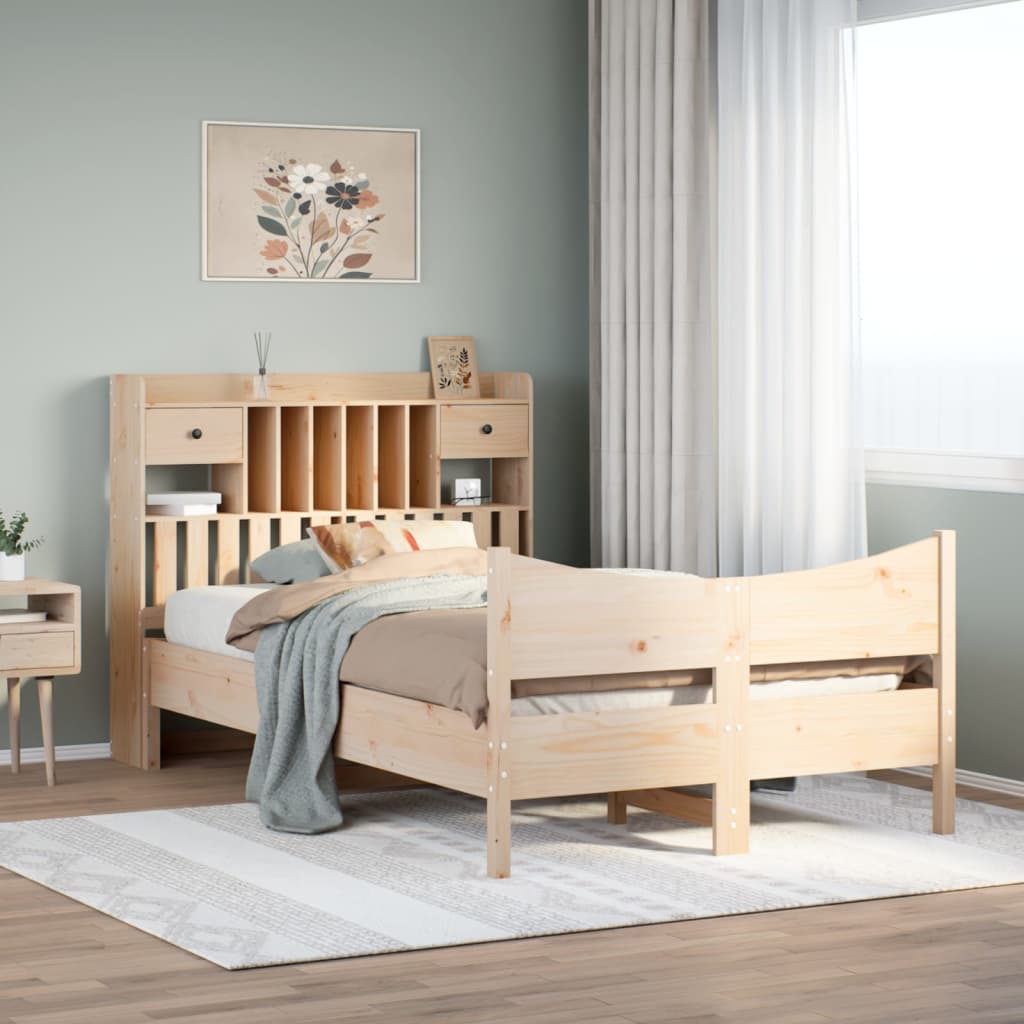 Vetonek Estructura de cama sin colchón madera maciza de pino 135x190 cm