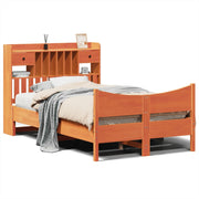 Vetonek Estructura de cama sin colchón madera maciza marrón 135x190 cm