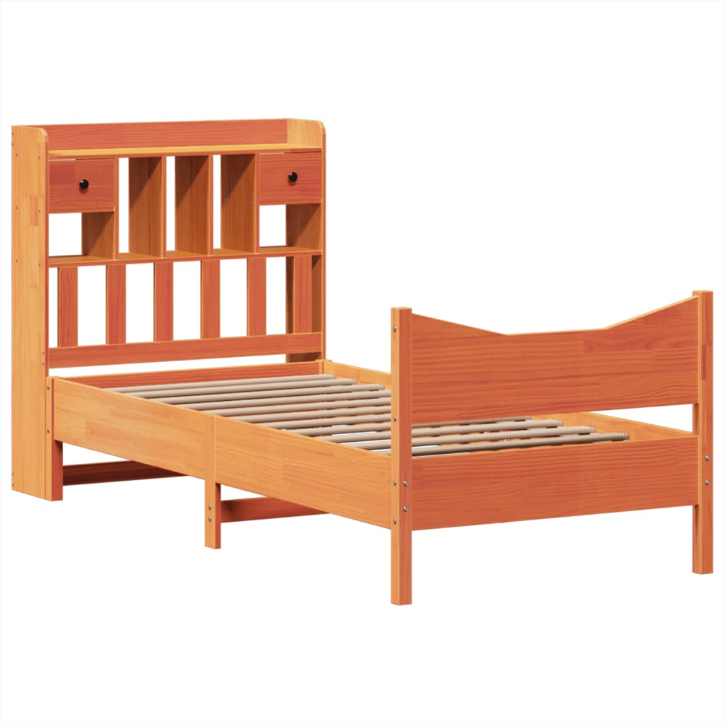 Estructura de cama sin colchón madera maciza marrón 90x190 cm v1870 - Vetonek