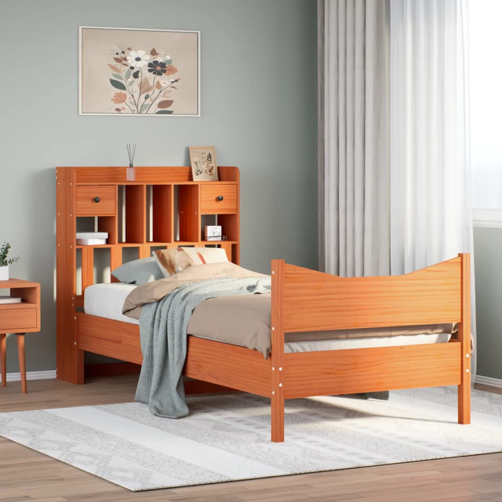 Vetonek Estructura de cama sin colchón madera maciza marrón 90x190 cm