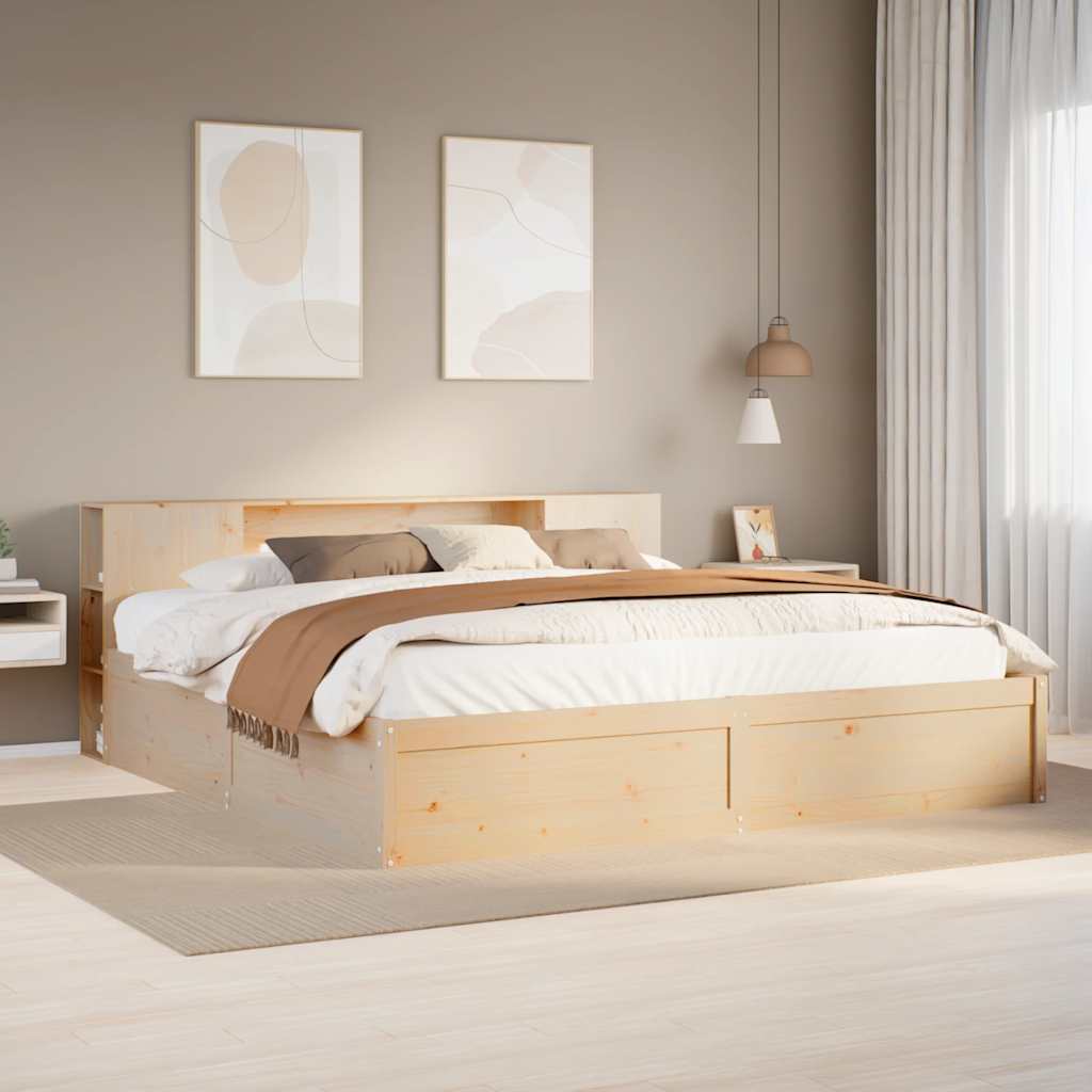 Vetonek Estructura de cama sin colchón madera maciza de pino 180x200 cm