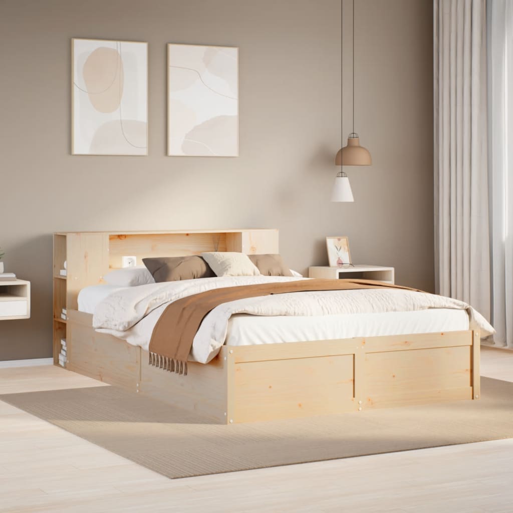 Vetonek Estructura de cama sin colchón madera maciza de pino 160x200 cm