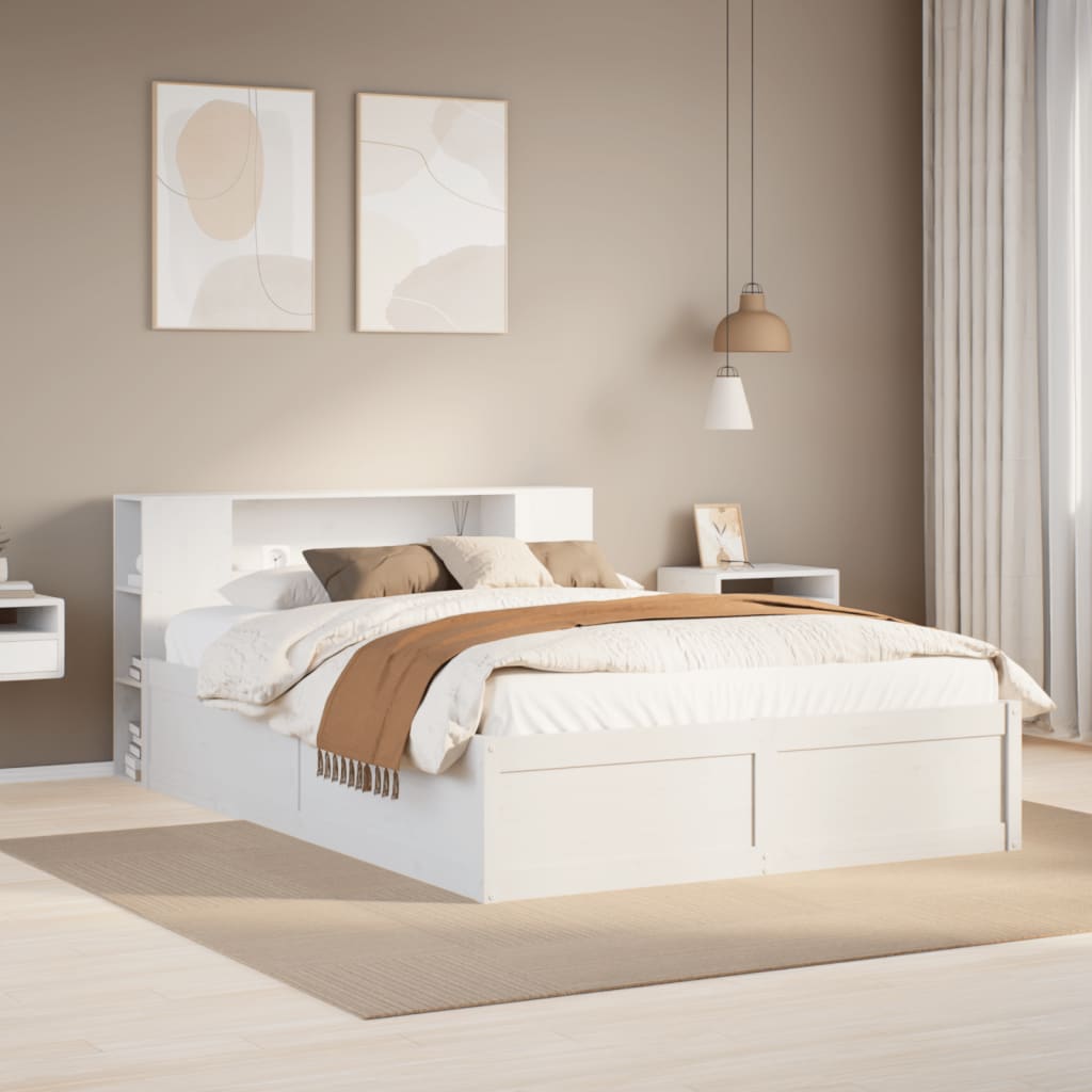 Vetonek Estructura de cama sin colchón madera de pino blanca 150x200 cm