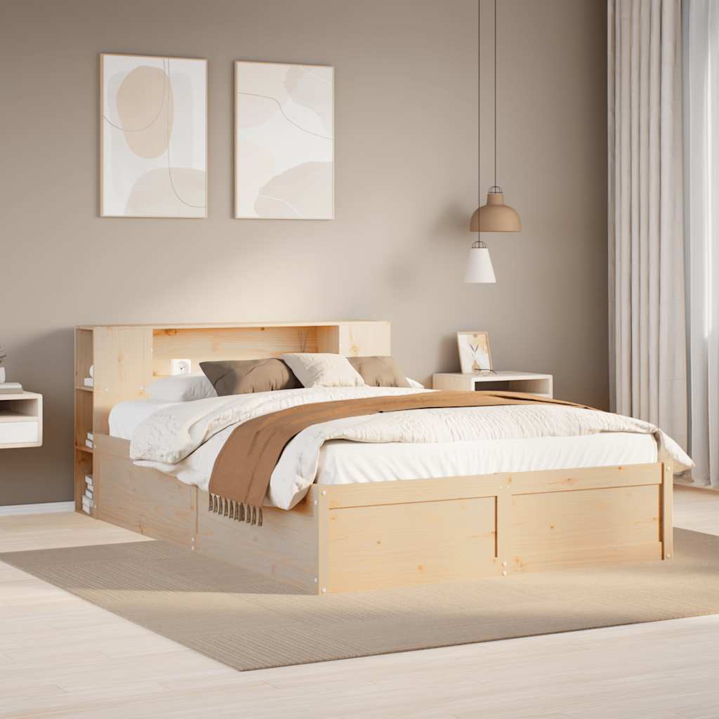 Vetonek Estructura de cama sin colchón madera de pino blanca 140x200 cm