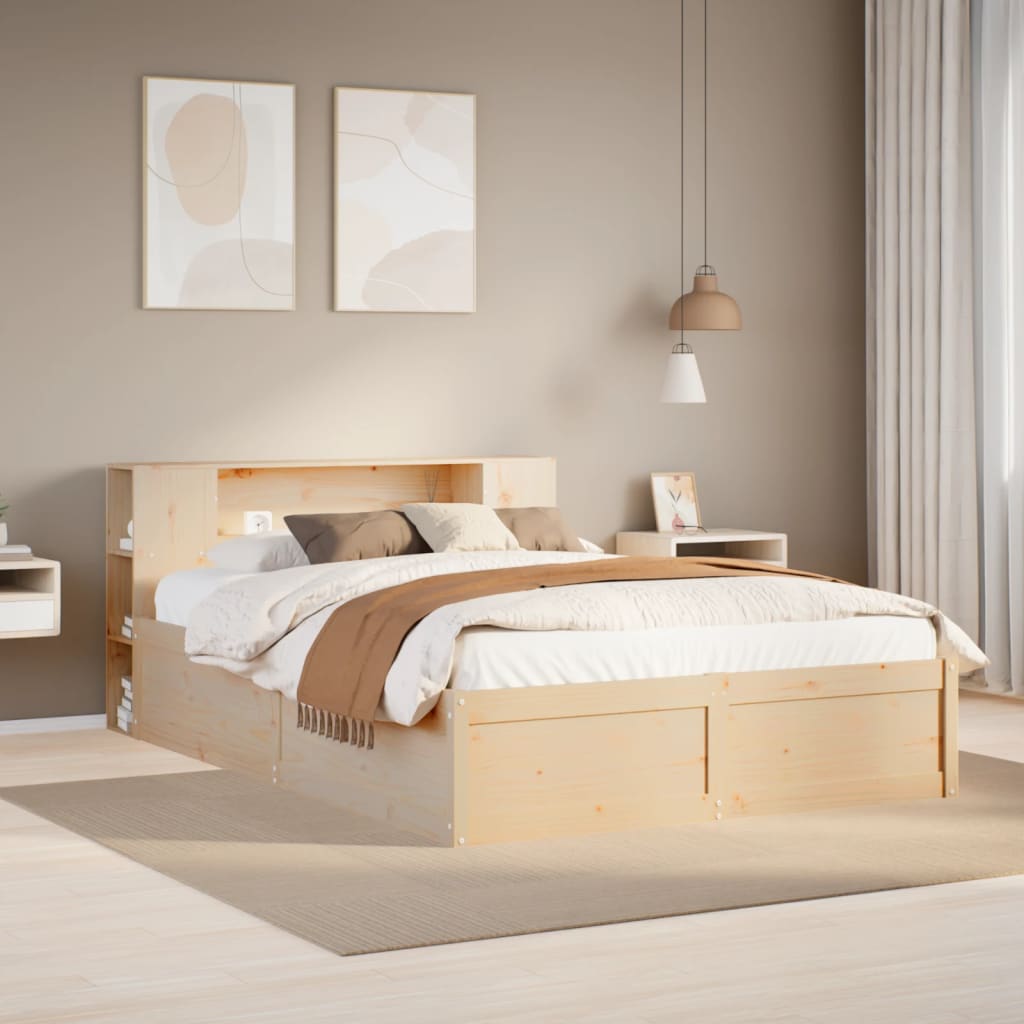 Vetonek Estructura de cama sin colchón madera maciza de pino 120x190 cm