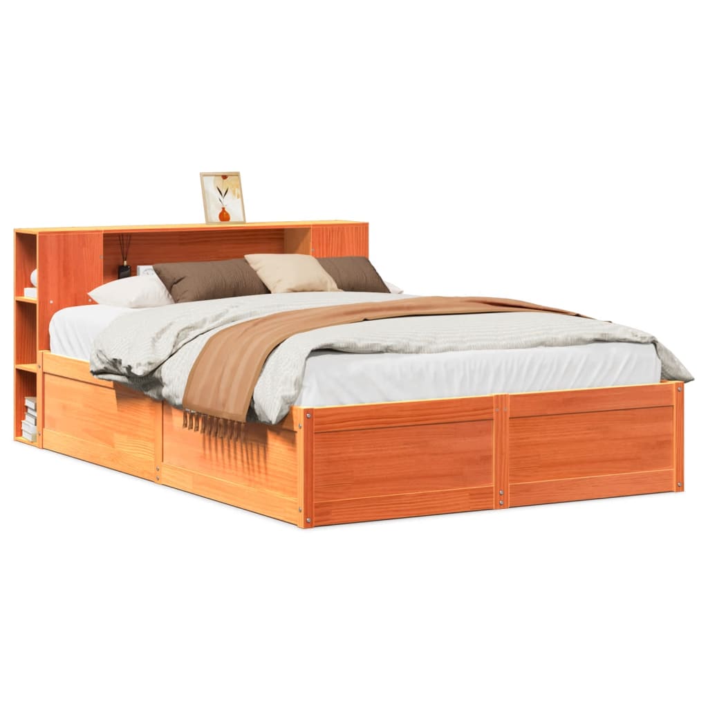 Vetonek Estructura de cama sin colchón madera maciza marrón 120x190 cm