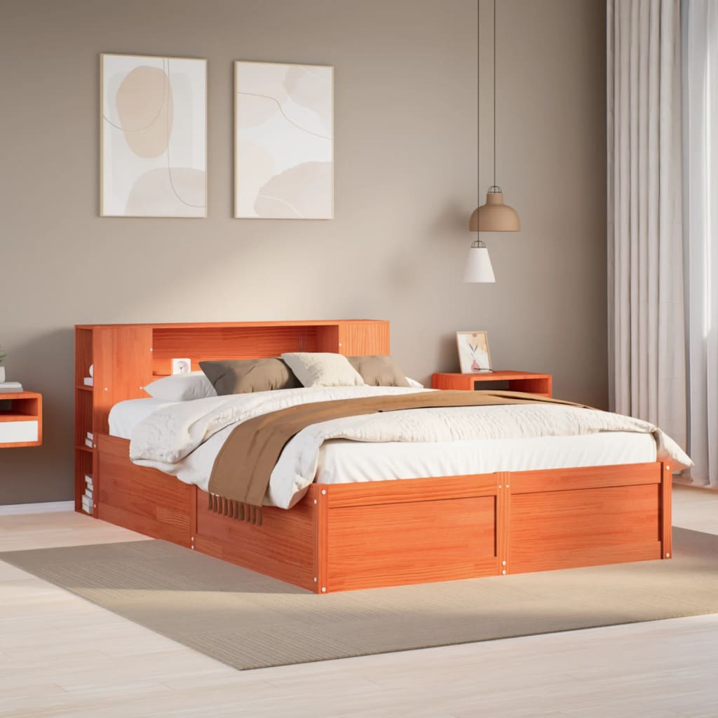 Estructura de cama sin colchón madera maciza marrón 120x190 cm v2174 Vetonek