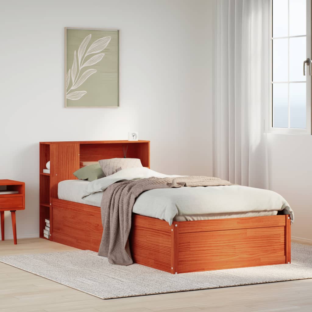 Vetonek Estructura de cama sin colchón madera de pino marrón 90x200 cm