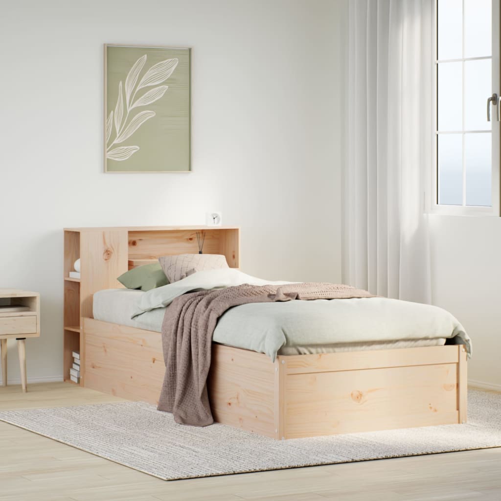 Vetonek Estructura de cama sin colchón madera maciza pino 75x190 cm