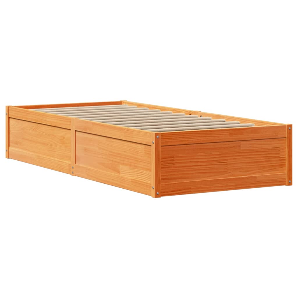 Cadre de lit sans matelas bois massif marron 75x190 cm v2297 - Vetonek