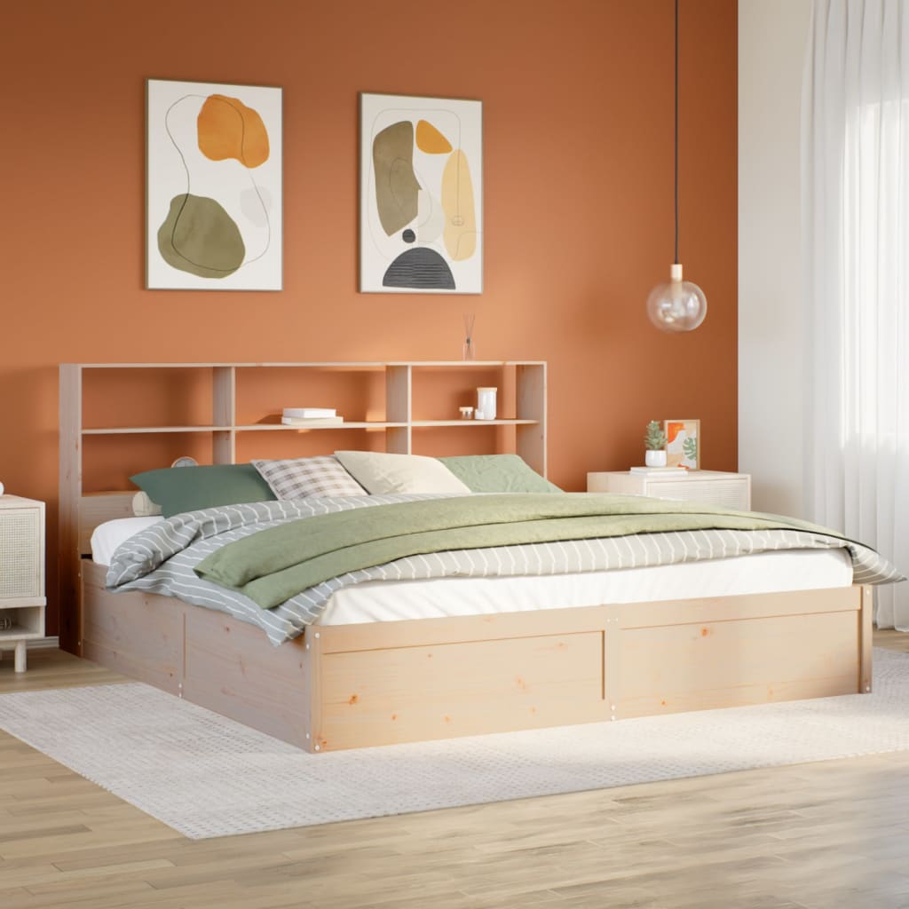 Vetonek Estructura de cama sin colchón madera maciza de pino 180x200 cm