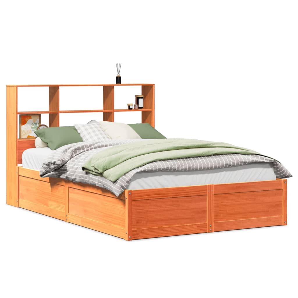 Vetonek Estructura de cama sin colchón madera maciza marrón 120x190 cm