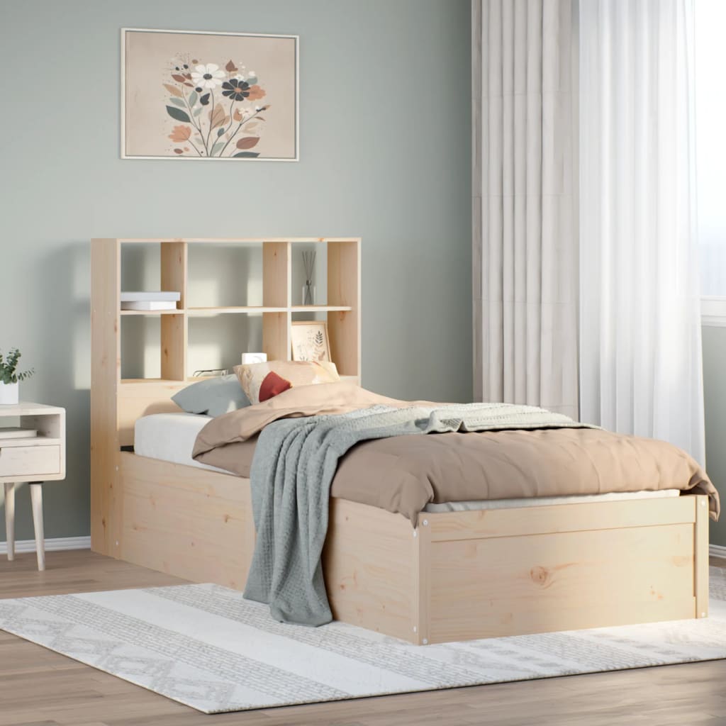 Vetonek Estructura de cama sin colchón madera maciza de pino 90x190 cm