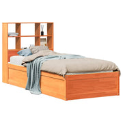Vetonek Estructura de cama sin colchón madera maciza marrón 75x190 cm